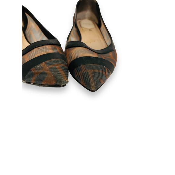 FENDI Brown/Black FF Colibri Leather Zucca Mesh Ballerina Flats Size 37 US 7 - Picture 6 of 8